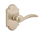 Emtek Lever Right Hand 2-3/8" Backset Privacy with Style # 1 Rose for 1-3/8" to 2" Door in Tumbled White Bronze