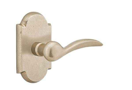 Emtek Lever Right Hand 2-3/8" Backset Privacy with Style # 1 Rose for 1-3/8" to 2" Door in Tumbled White Bronze