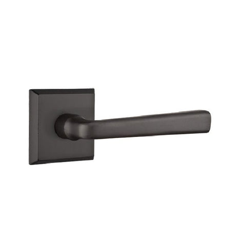 Emtek Lever Right Hand 2-3/8" Backset Privacy with Style # 6 Rose for 1-3/8" to 2" Door in Flat Black Bronze