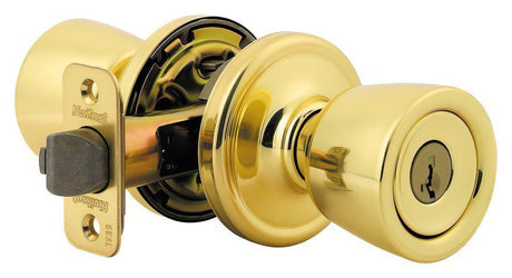Kwikset 740A-3S polished brass keyed entry door knob