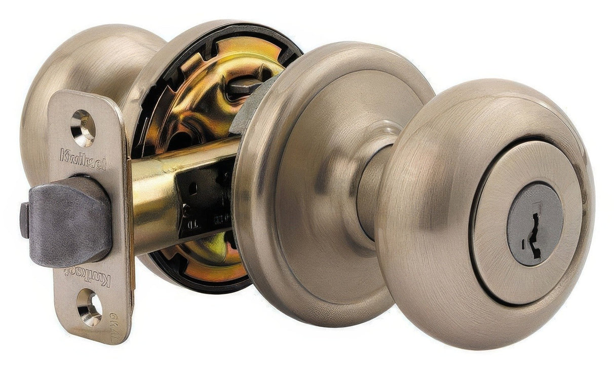 Kwikset 740H-26DS satin chrome keyed entry door knob