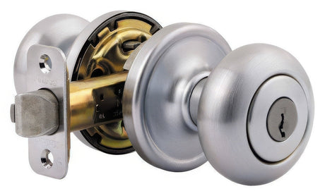 Kwikset 740H-26D Hancock keyed entry door knob in satin chrome, additional view