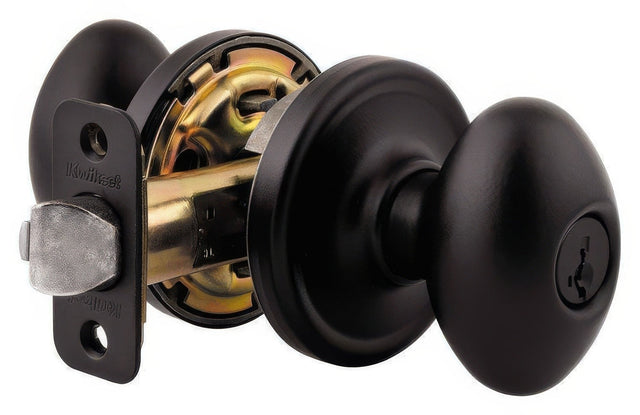 Kwikset 740L-15ASGC antique nickel keyed entry door knob