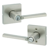 Kwikset 740LSLSQT-15S satin nickel keyed entry door lever