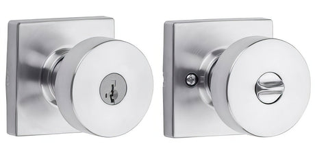 Kwikset 740PSKSQT-26DS satin chrome keyed entry door knob