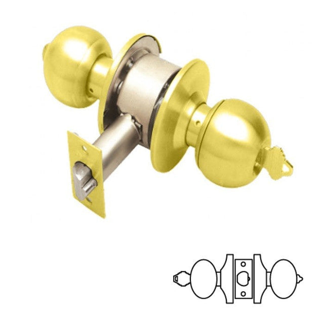 Cal-Royal 7500-3-CALROYAL bright polished brass keyed entry door knob