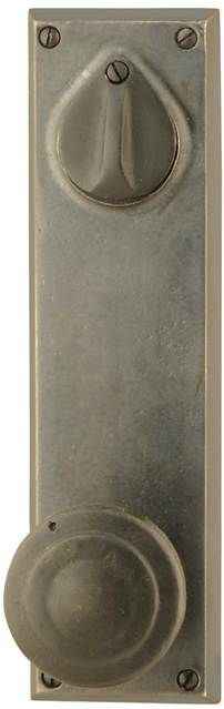 Emtek Knob with Rectangular Sideplate Single Cylinder Passage - Reversible in Medium Bronze