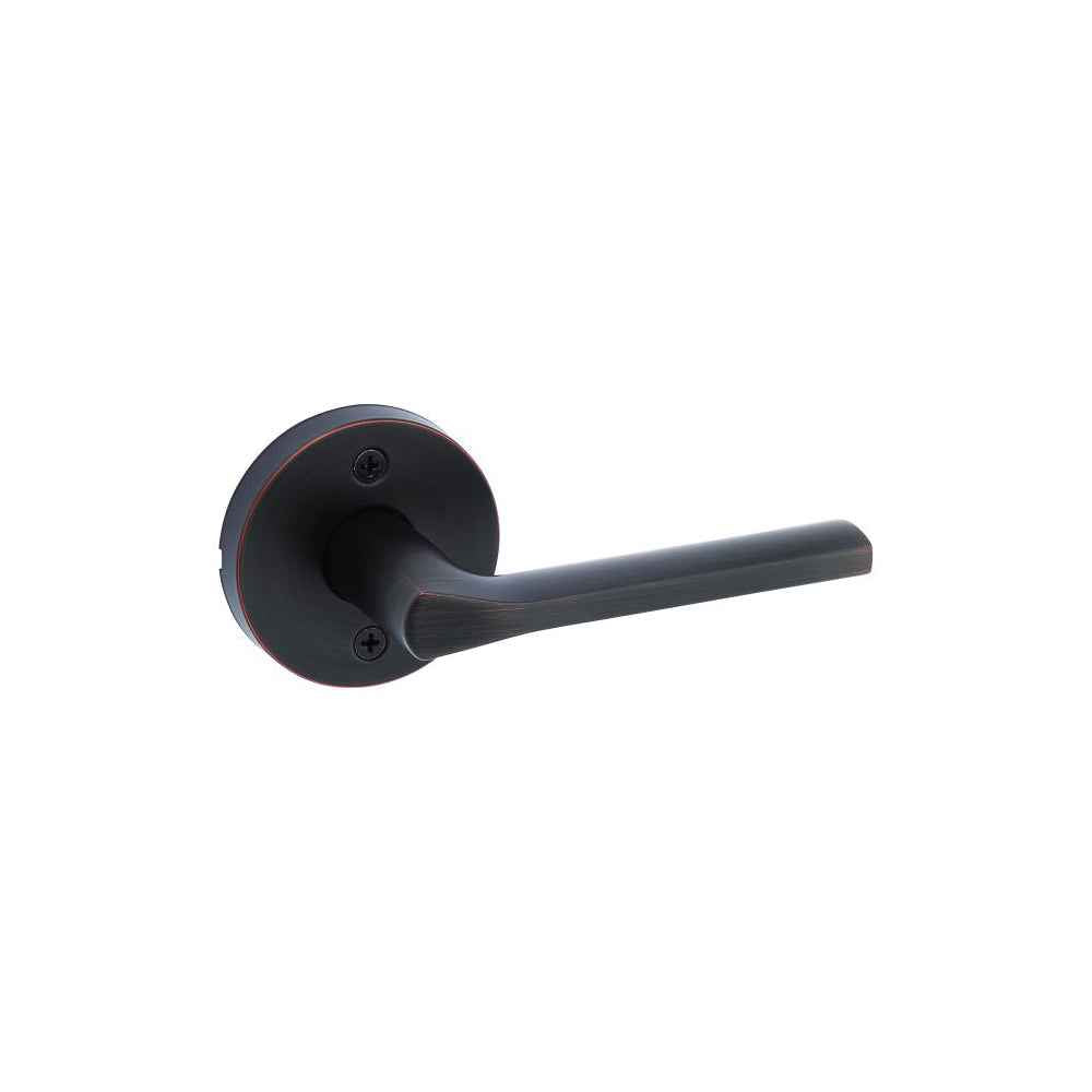 Kwikset Lisbon Half Dummy Door Lever with Round Rose in Venetian Bronze