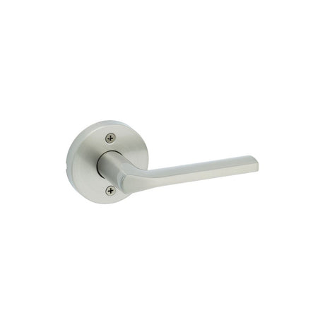Kwikset Lisbon Half Dummy Door Lever with Round Rose in Satin Nickel