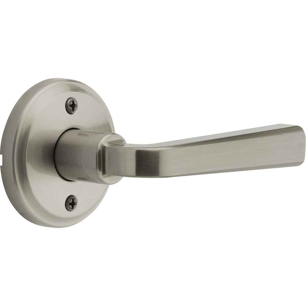 Kwikset Traditional Half Dummy Door Lever with Rectangle Rose in Satin Nickel