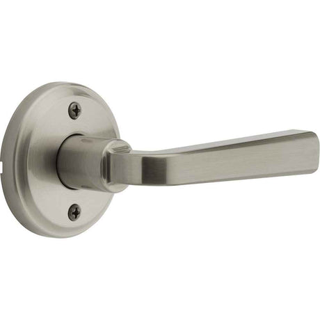 Kwikset Traditional Half Dummy Door Lever with Rectangle Rose in Satin Nickel