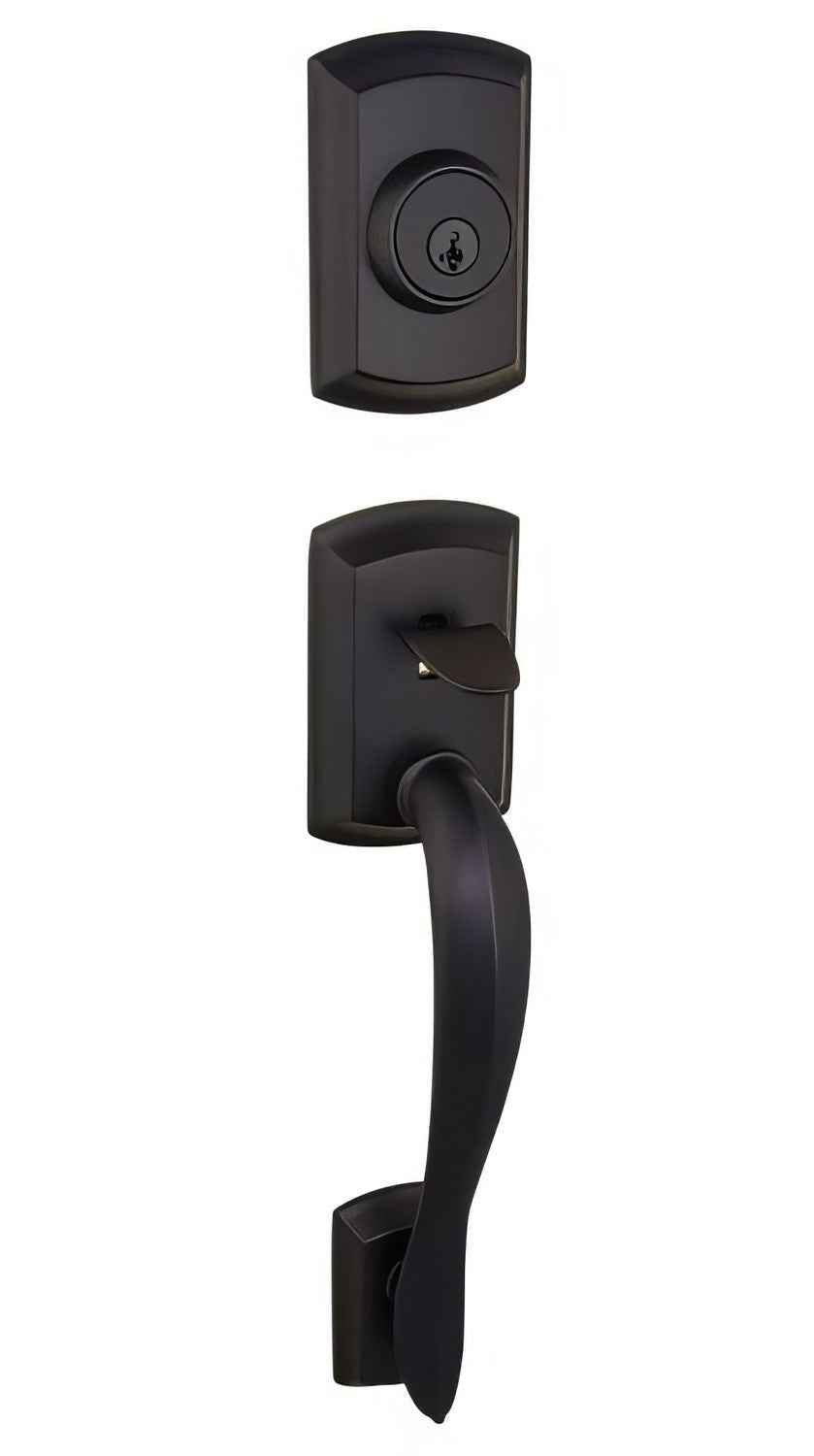 Kwikset 800AVHLIP-5 antique brass single cylinder handleset