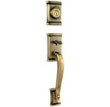 Kwikset 801ADHLIP-5 antique brass double cylinder handleset
