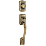 Kwikset 801AVHLIP-5 antique brass double cylinder handleset
