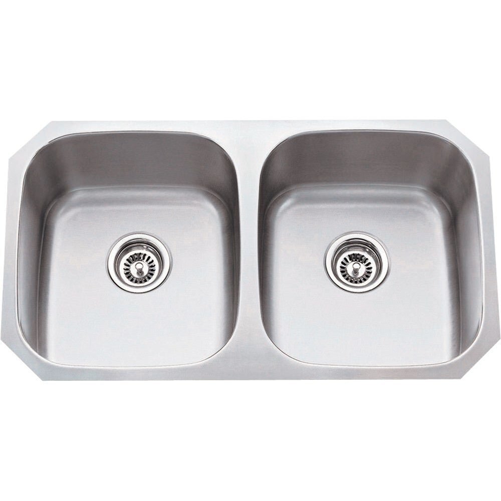 Hardware Resources 802-18 Stainless Steel (18 Gauge) Kitchen Sink With Two Equal Bowls