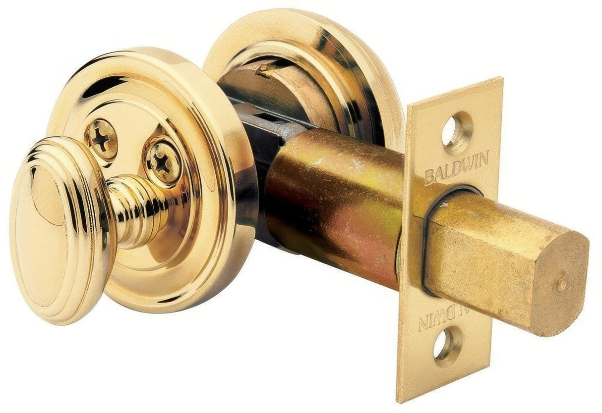 Baldwin 8031060 satin brass and brown single cylinder deadbolt
