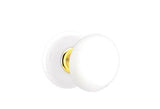 Emtek White Porcelain Knob 2-3/8" Backset Privacy with Porcelain Rose for 1-1/4" to 2" Door - Reversible in Polished Brass Lifetime
