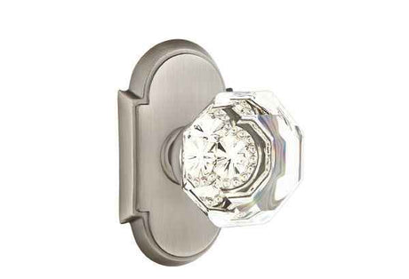 Emtek Town Glass Knob Dummy Pair with # 8 Rose for 1-1/4" to 2" Door - Reversible in Pewter