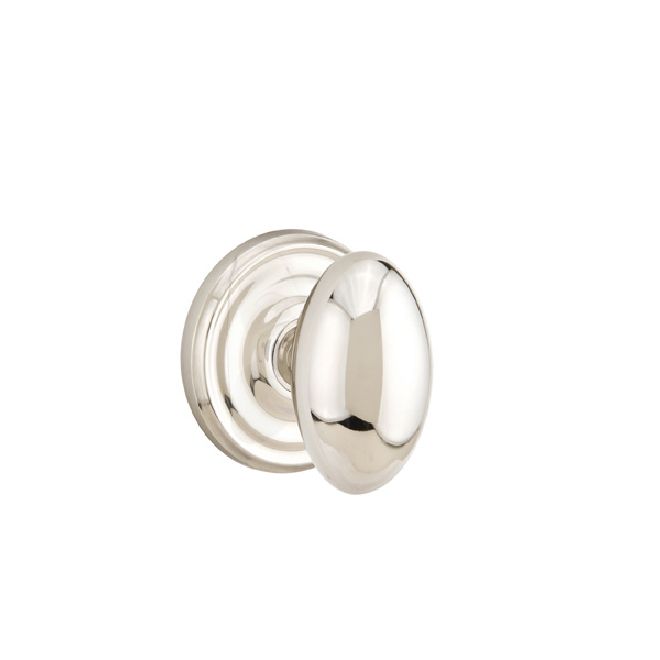 Emtek 8100EUS14 Egg Knob 2-3/8" Backset Passage with Regular Rose for 1-1/4" to 2" Door Polished Nickel Lifetime Finish