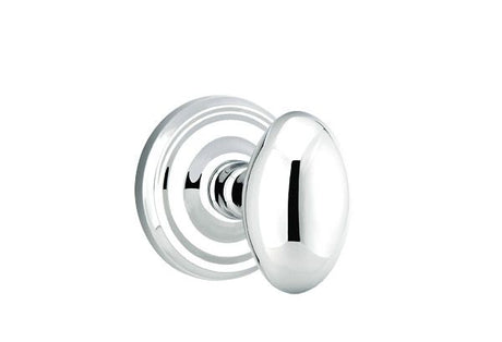 Emtek 8100EUS26 Egg Knob 2-3/8" Backset Passage with Regular Rose for 1-1/4" to 2" Door Polished Chrome Finish