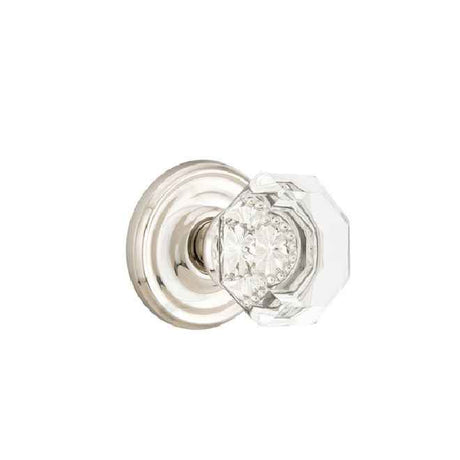 Emtek Town Glass Knob 2-3/8" Backset Passage with Regular Rose for 1-1/4" to 2" Door - Reversible in Polished Nickel Lifetime