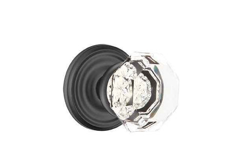 Emtek Town Glass Knob 2-3/8" Backset Passage with Regular Rose for 1-1/4" to 2" Door - Reversible in Flat Black
