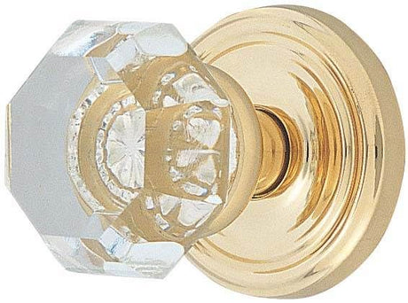 Emtek Town Glass Knob 2-3/8" Backset Passage with Regular Rose for 1-1/4" to 2" Door - Reversible in Polished Brass Lifetime