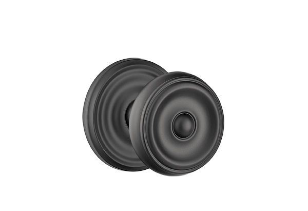Emtek 8100WUS19 Waverly Knob 2-3/8" Backset Passage with Regular Rose for 1-1/4" to 2" Door Flat Black Finish