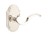 Emtek 8108CUS14LH Cortina Lever Left Hand 2-3/8" Backset Passage with # 8 Rose for 1-1/4" to 2" Door Polished Nickel Lifetime Finish