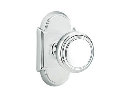 Emtek Knob 2-3/8" Backset Passage with # 8 Rose for 1-1/4" to 2" Door - Reversible in Polished Chrome