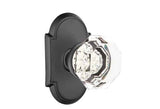 Emtek Town Glass Knob 2-3/8" Backset Passage with # 8 Rose for 1-1/4" to 2" Door - Reversible in Flat Black