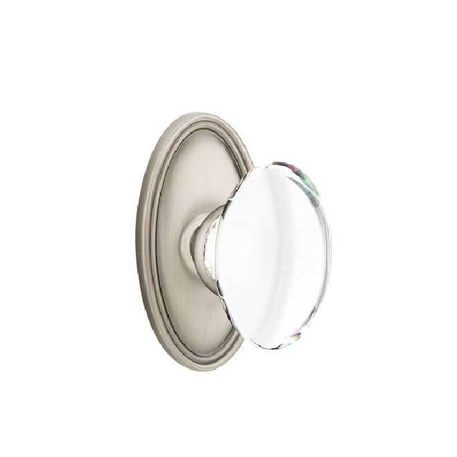 Emtek Glass Knob 2-3/8" Backset Passage with Oval Rose for 1-1/4" to 2" Door - Reversible in Pewter