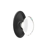 Emtek Glass Knob 2-3/8" Backset Passage with Oval Rose for 1-1/4" to 2" Door - Reversible in Flat Black