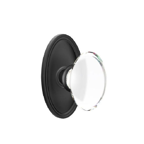 Emtek Glass Knob 2-3/8" Backset Passage with Oval Rose for 1-1/4" to 2" Door - Reversible in Flat Black