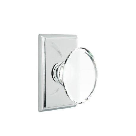 Emtek Glass Knob 2-3/8" Backset Passage with Rectangular Rose for 1-1/4" to 2" Door - Reversible in Polished Chrome