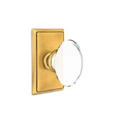 Emtek Glass Knob 2-3/8" Backset Passage with Rectangular Rose for 1-1/4" to 2" Door - Reversible in French Antique Brass
