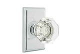 Emtek Town Glass Knob 2-3/8" Backset Passage with Rectangular Rose for 1-1/4" to 2" Door - Reversible in Polished Chrome