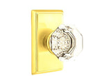 Emtek Town Glass Knob 2-3/8" Backset Passage with Rectangular Rose for 1-1/4" to 2" Door - Reversible in Polished Brass Lifetime