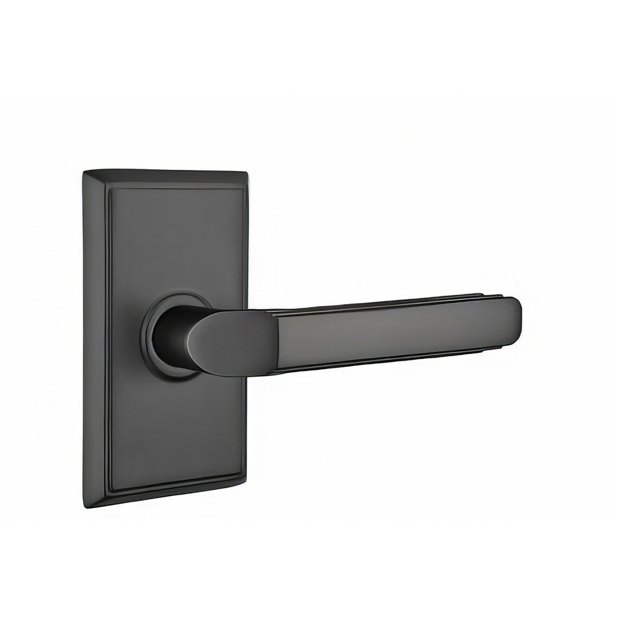 Emtek 8121MUS19LH flat black passage door lever