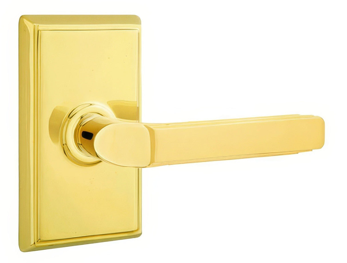 Emtek 8121MUS3RH polished brass lifetime passage door lever