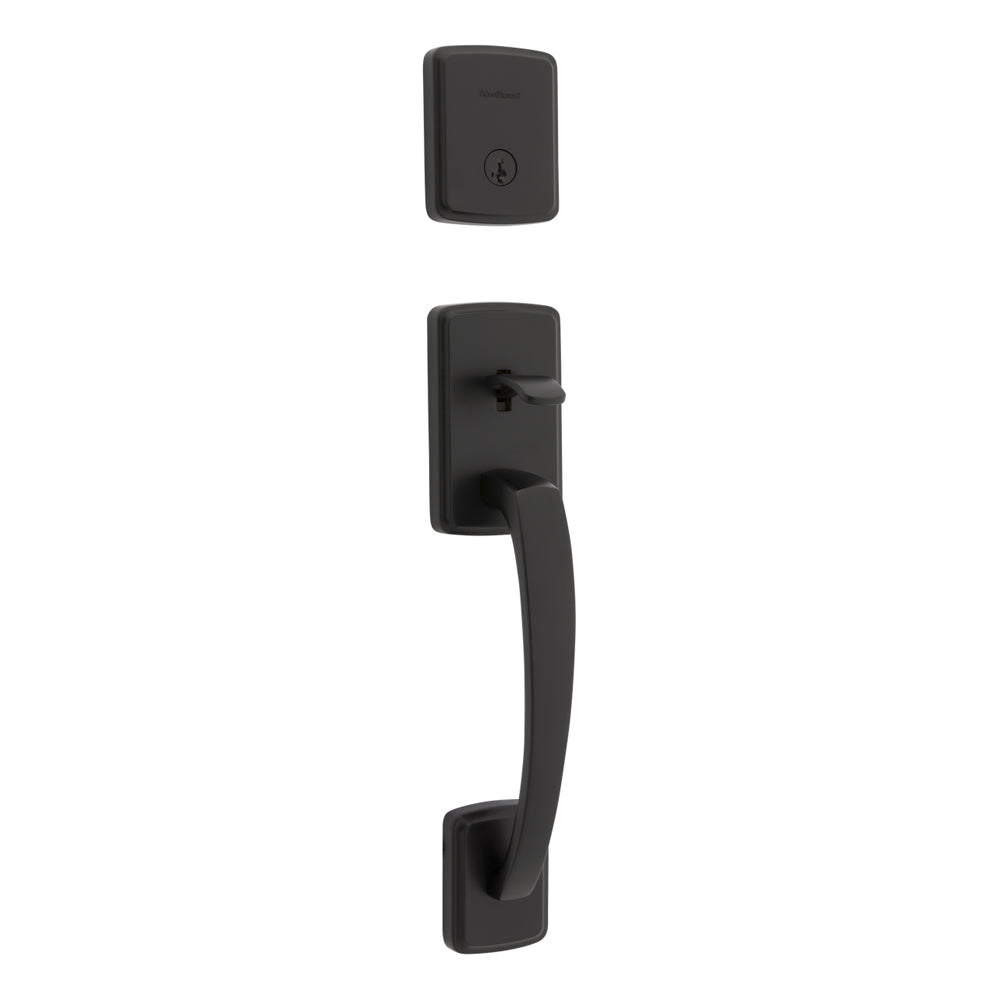 Kwikset 818BFHLIP Single Cylinder Brentford Exterior Handleset in Matte Black