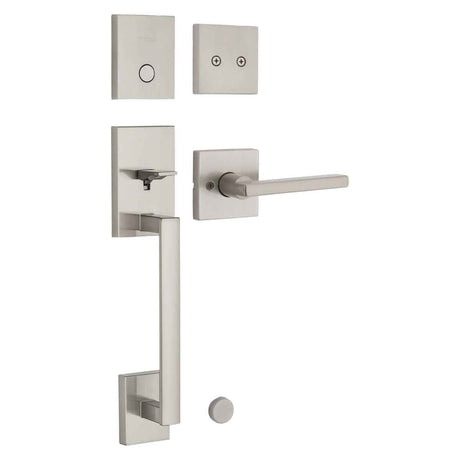 Kwikset San Clemente Handleset Trim with Square Rose in Satin Nickel