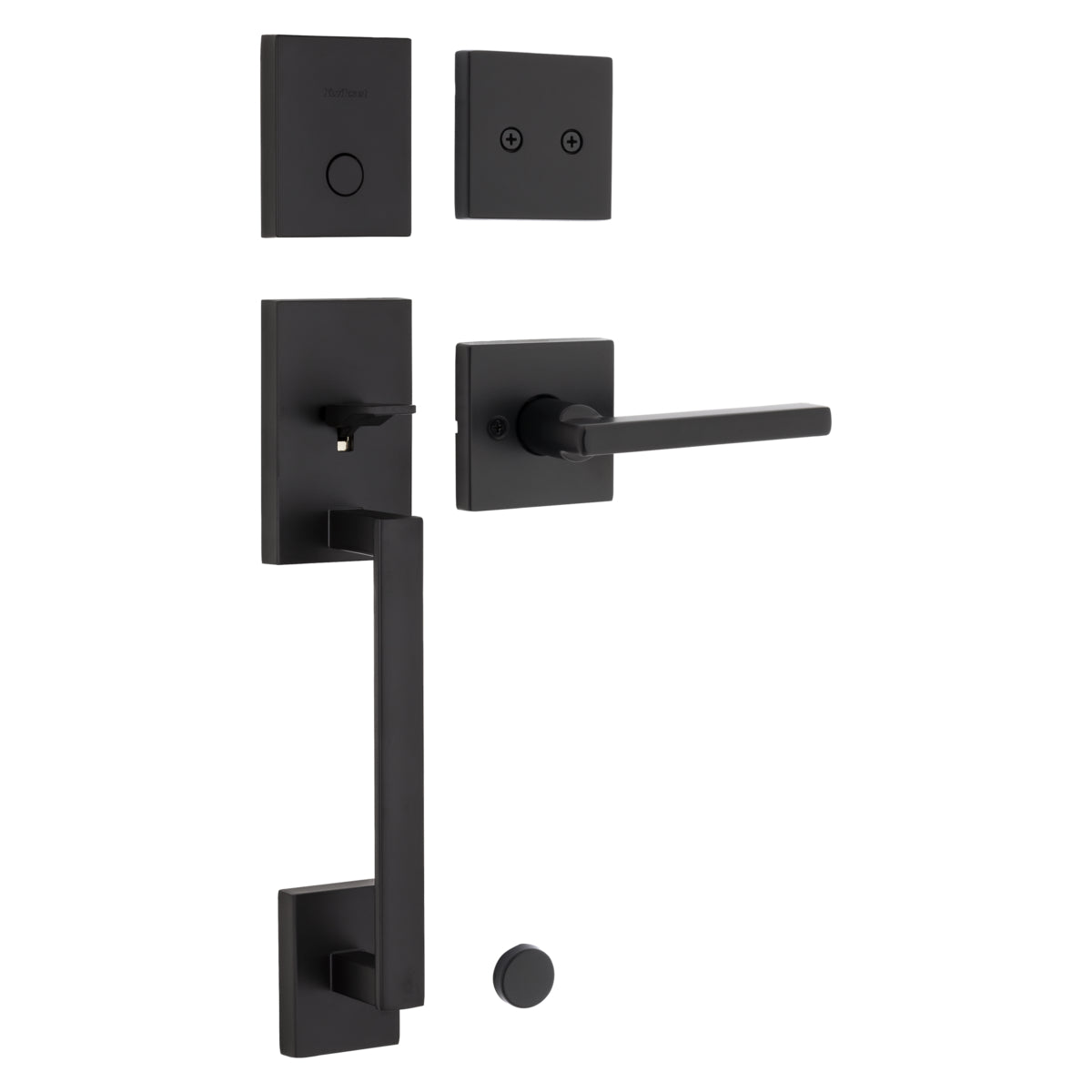 Kwikset San Clemente Handleset Trim with Square Rose in Matte Black