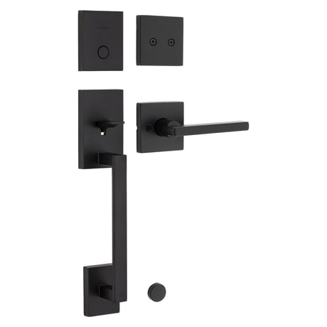 Kwikset San Clemente Handleset Trim with Square Rose in Matte Black