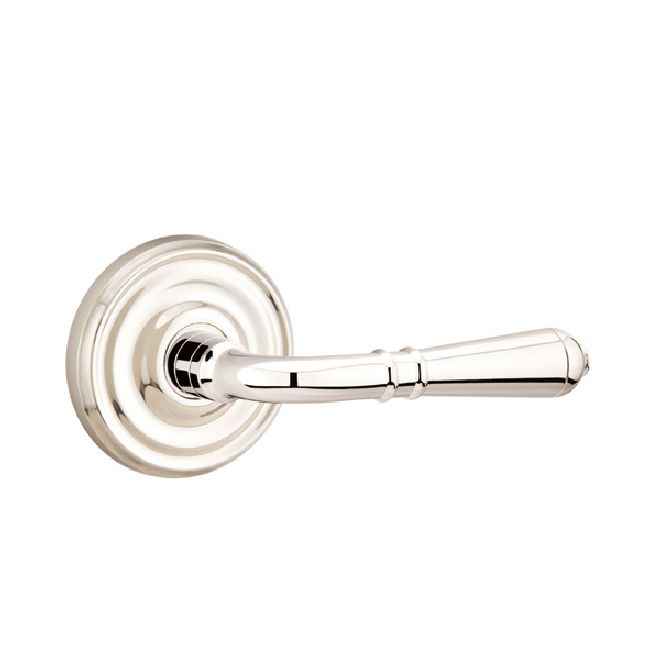 Emtek Lever Left Hand 2-3/8" Backset Privacy with Regular Rose for 1-1/4" to 2" Door in Polished Nickel Lifetime