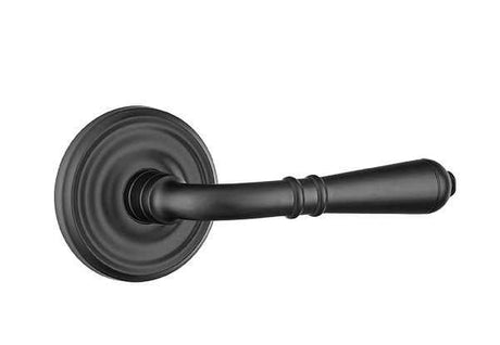 Emtek Lever Left Hand 2-3/8" Backset Privacy with Regular Rose for 1-1/4" to 2" Door in Flat Black