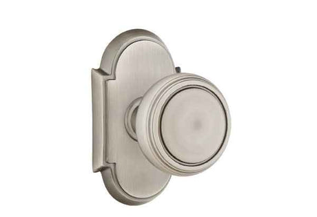 Emtek Knob 2-3/8" Backset Privacy with # 8 Rose for 1-1/4" to 2" Door - Reversible in Pewter