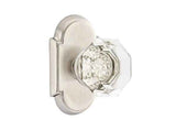 Emtek Town Glass Knob 2-3/8" Backset Privacy with # 8 Rose for 1-1/4" to 2" Door - Reversible in Satin Nickel