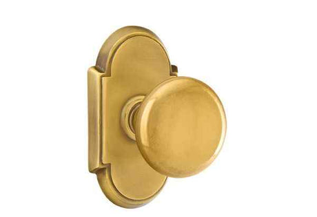 Emtek Knob 2-3/8" Backset Privacy with # 8 Rose for 1-1/4" to 2" Door - Reversible in French Antique Brass