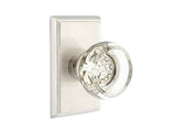 Emtek Glass Knob 2-3/8" Backset Privacy with Rectangular Rose for 1-1/4" to 2" Door - Reversible in Satin Nickel